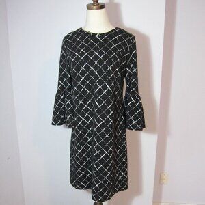 Black and White Calvin Klein dress with flare three-quarter sleeve